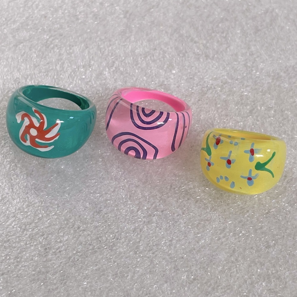 Girl’s Colorful Abstract Rings (3-pack)